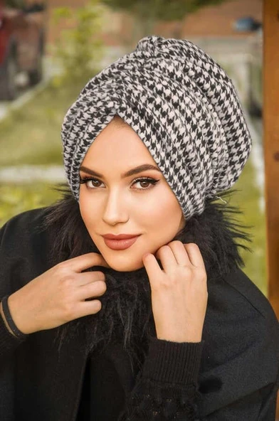 Siyah Kazayağı Büzgülü Bone - Resim 2