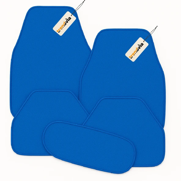 Açık Mavi Renk Araç Halı Paspas Takımı 5’li Kaymaz Tabanlı Oto Halı Paspas Seti