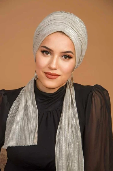 Gümüş Piliseli Abiye Atkılı Bone - 3