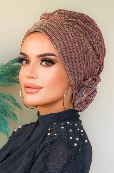 Bakır Piliseli Abiye Hazır Türban - Resim 4