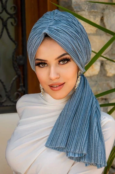 Bebe Mavi Işıltılı Piliseli Dolama Bone ürün görseli