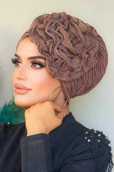 Bakır Piliseli Abiye Hazır Türban - Resim 2