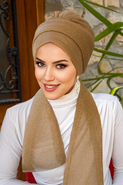 Bakır Işıltılı Atkılı Bone ürün görseli