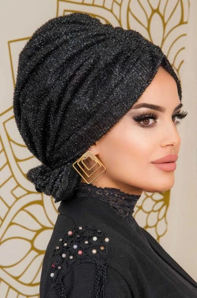 Siyah Abiye Tokalı Bone - 60100 - 6