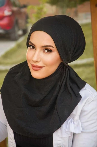 Siyah Oversize Hijab - Resim 3