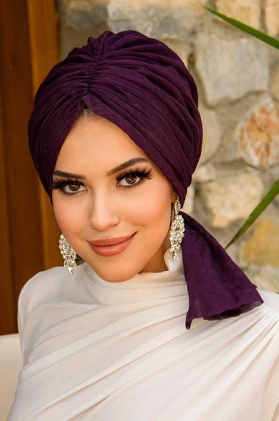 Mürdüm Ponpon Tokalı Bone - Resim 2