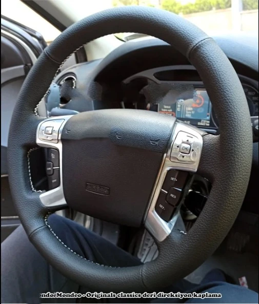 Ford Mondeo Ve Smax 2009 - 2014 Araca Özel Direksiyon Kılıfı DÜZ MODEL SİYAH İP ürün görseli