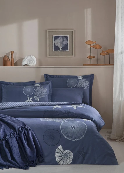 Özdilek Pikeli Nevresim Takımı Çift Kişilik Corallino Lacivert - 4