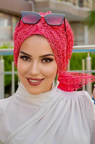 Mercan File Dantel Tokalı Bone - Resim 3