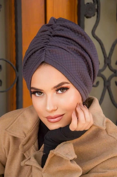 Füme Kışlık Büzgülü Bone - Resim 2