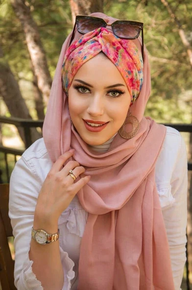 Pudra Benekli Burgu Hazır Şal - Resim 2