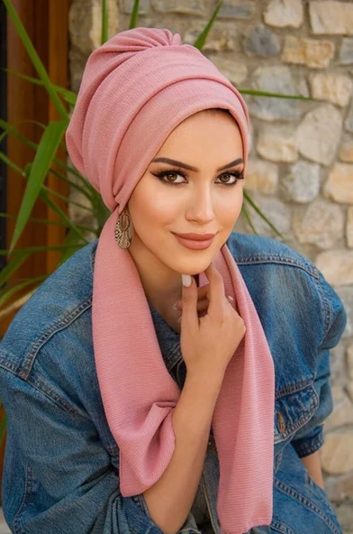 Pudra Krınkıl Atkılı Tesettür Bone ürün görseli