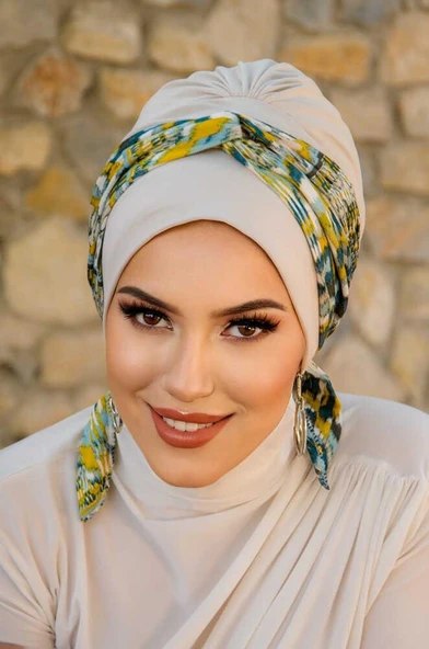 Zümrüt Hardal Burgu Bantlı Bone - Resim 2