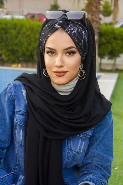 Siyah Mermer Desen Burgu Hazır Şal ürün görseli