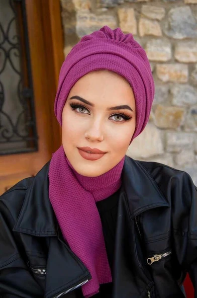 Vişne Kışlık Atkılı Bone - Resim 2