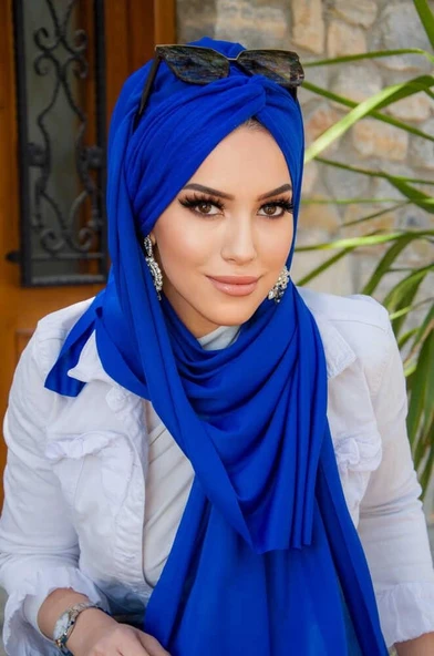 Saks Mavi Burgu Hazır Şal - Resim 2