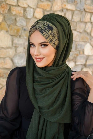 Haki Yazı Desen Hazır Şal - Resim 3