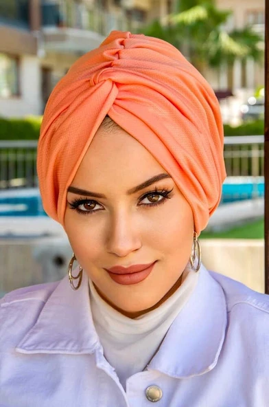 Neon Turuncu Hazır Burgu Düğüm Bone - Resim 2