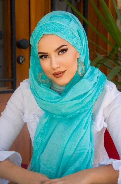 Mint Pamuk Biritli Şal - Resim 2