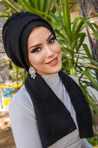 Siyah Fitilli Atkılı Bone ürün görseli