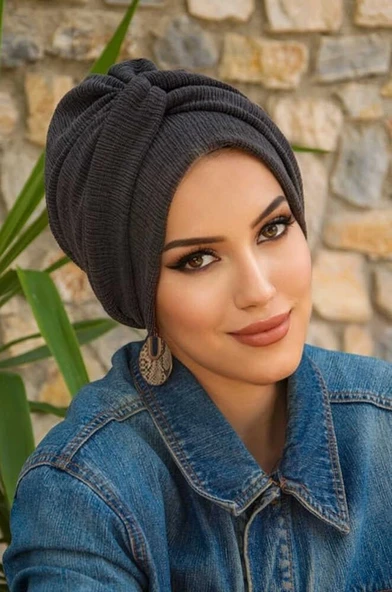 Antrasit Krınkıl Burgu Detaylı Bone - Resim 3