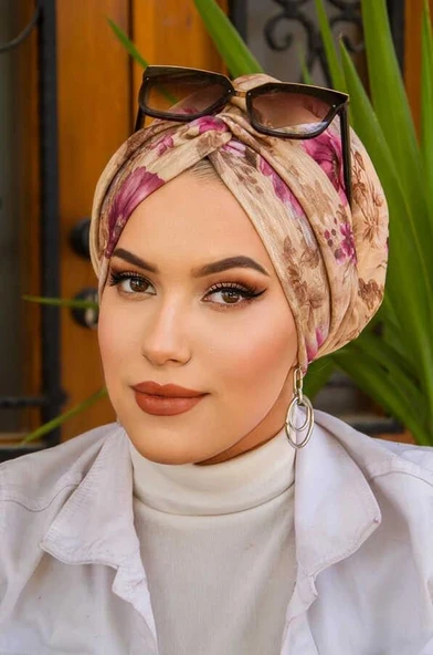 Camel Vişne Desenli Burgu Bone - Resim 2