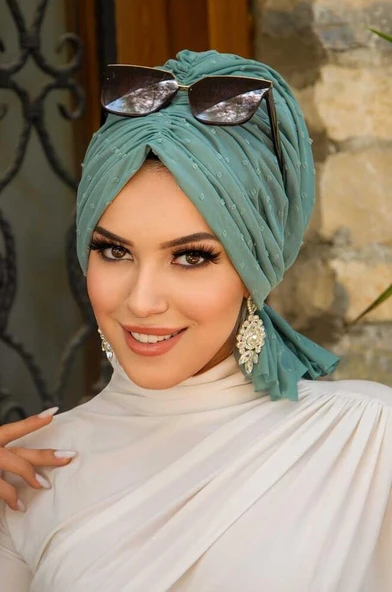 Mint Ponpon Tokalı Bone - Resim 2