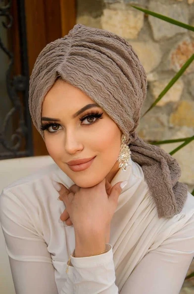 Taş Rengi Tokalı Bone - Resim 5