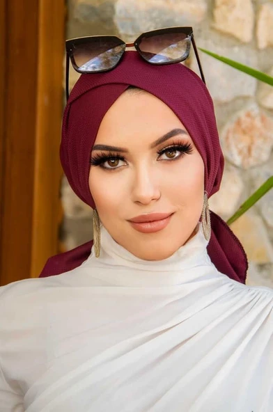 Koyu Bordo Hazır Çapraz Bone - Resim 2