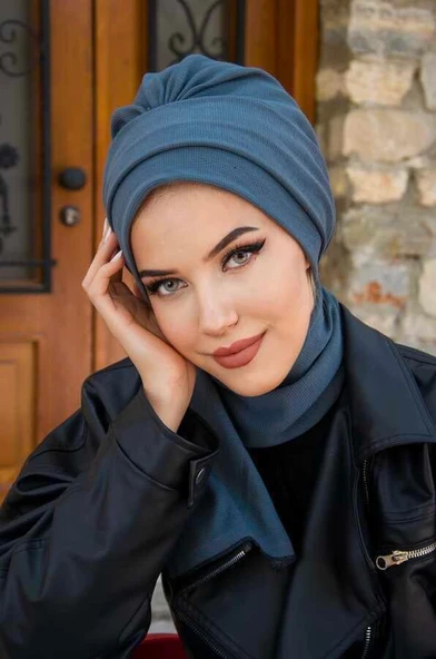 İndigo Kışlık Atkılı Bone ürün görseli