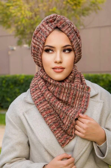 Taba Triko Kışlık Burgu Bone Ve Etol Takım - Resim 3