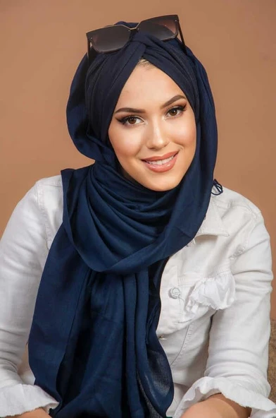 Lacivert Burgu Hazır Şal - Resim 2