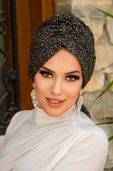 Siyah Gold Hazır Tokalı Bone - Resim 2