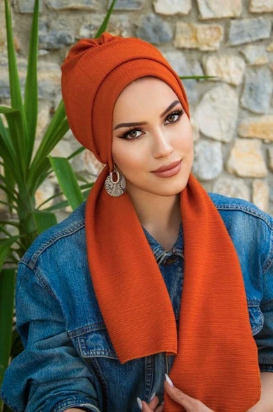 Taba Krınkıl Atkılı Tesettür Bone - Resim 4