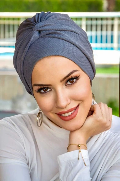 Gri Burgu Detaylı Bone - Resim 2