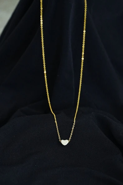 Taşsız Kalpli Kolye Gold Renk - 2