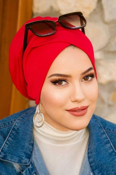 Kırmızı Çapraz Bantlı Dolgulu Bone - Resim 3