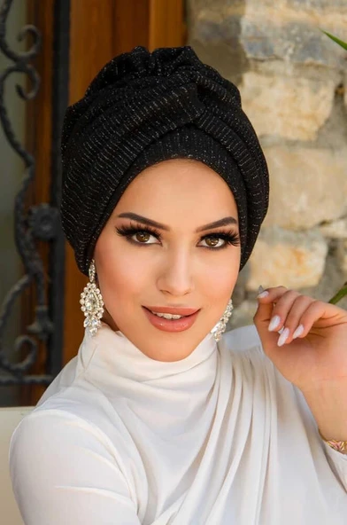 Siyah Fitilli Burgu Detaylı Bone - 2