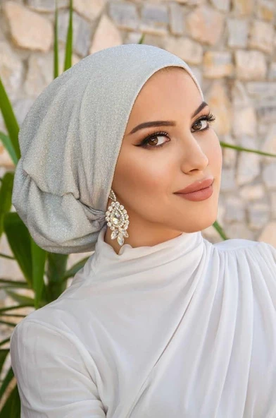 Gümüş Çağla Hazır Türban - Resim 3