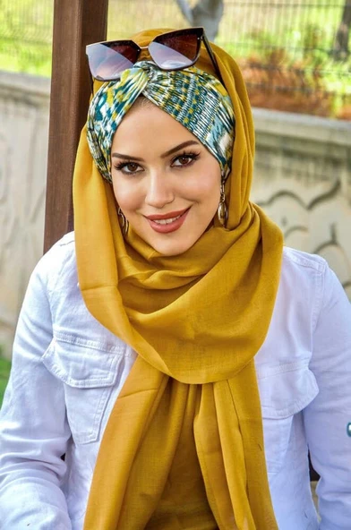 Hardal Desenli Burgu Hazır Şal - Resim 2