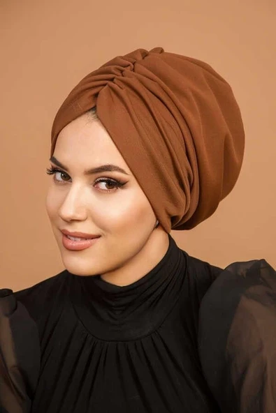 Karamel Hazır Dolgulu Büzgülü  Bone - Resim 2