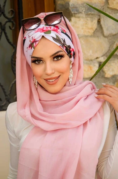 Pudra Çiçek Desen Hazır Şal ürün görseli