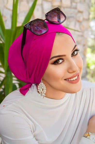 Fuşya Çapraz Bone / Deniz - Havuz Bonesi - Resim 3