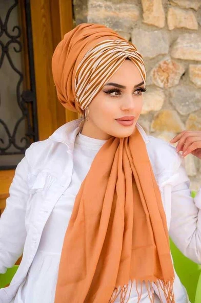 Taba Çizgi Desen Hazır Şal - Resim 2