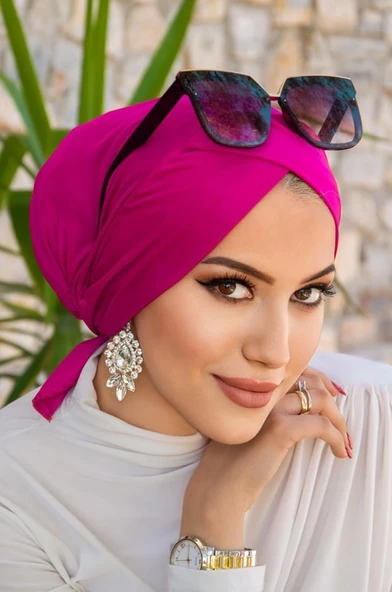 Fuşya Çapraz Bone / Deniz - Havuz Bonesi ürün görseli