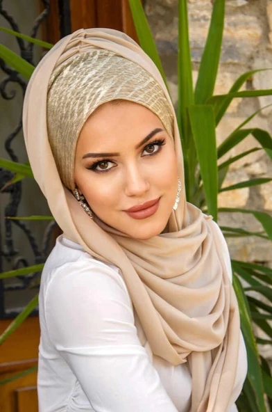 Bej Dore Bone Hazır Şal - Resim 2