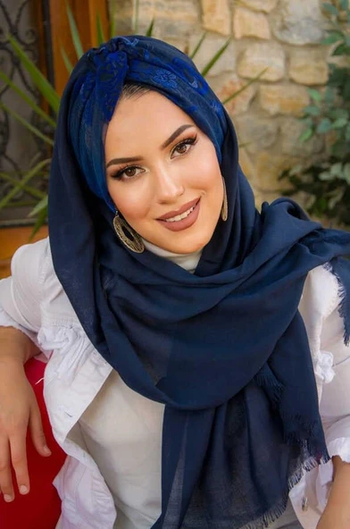 Lacivert Mavi Burgu Hazır Şal ürün görseli
