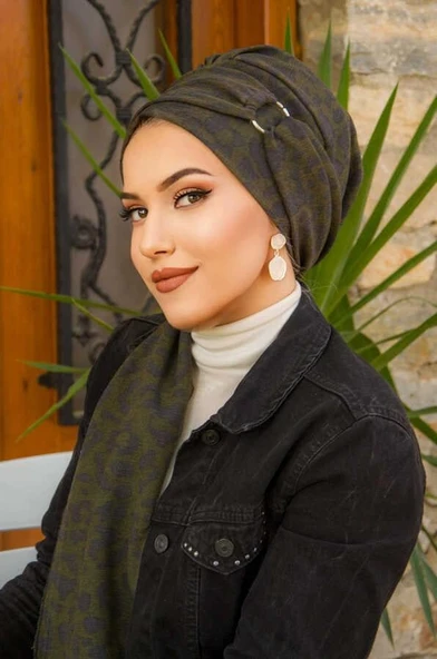 Haki Desenli Krınkıl Toka Detaylı Atkılı Bone - Resim 2