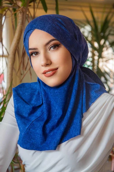 Kot Mavi Çapraz Bantlı Spor Bone Şal - Resim 2