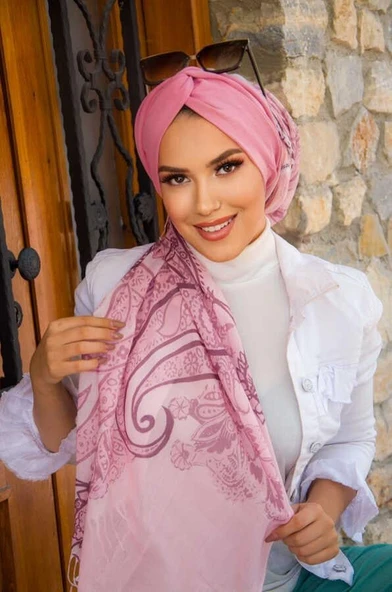 Pudra Desenli Dijital Baskı Hazır Şal - 50610 ürün görseli